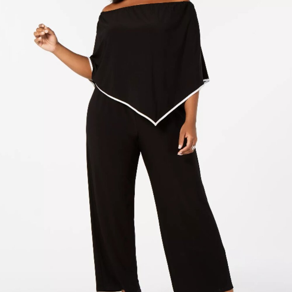 Plus Size Off-The-Shoulder Poncho Jumpsuit